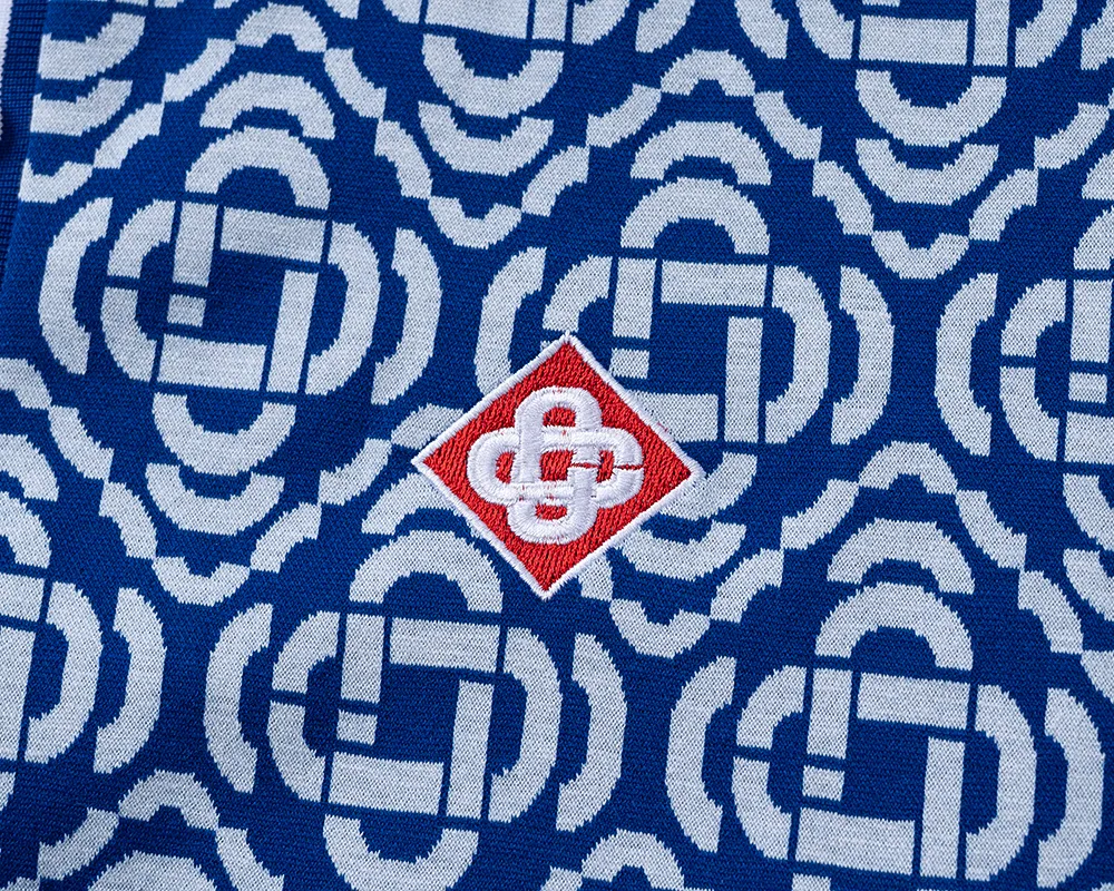 30161# 2026 spring and summer official website New Arrival lapel T-shirt, knitted jacquard fabric is handsome, the fabric is comfortable, the workmanship is rigorous, and the stitching is neat. Good upper body effect·Sizes M-3XL Blue